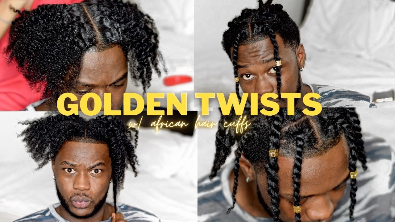 GOLDEN TWISTS using Hair Cuff/Beads | Hairstyle For Awkward Hair Growth Stage!