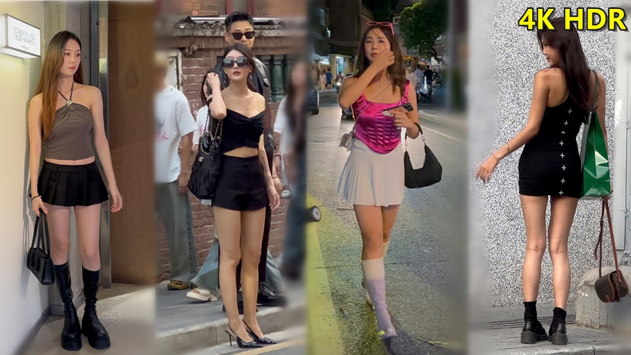 广州街景，Guangzhou Hot 潮人街街拍美女  China 4K hdr