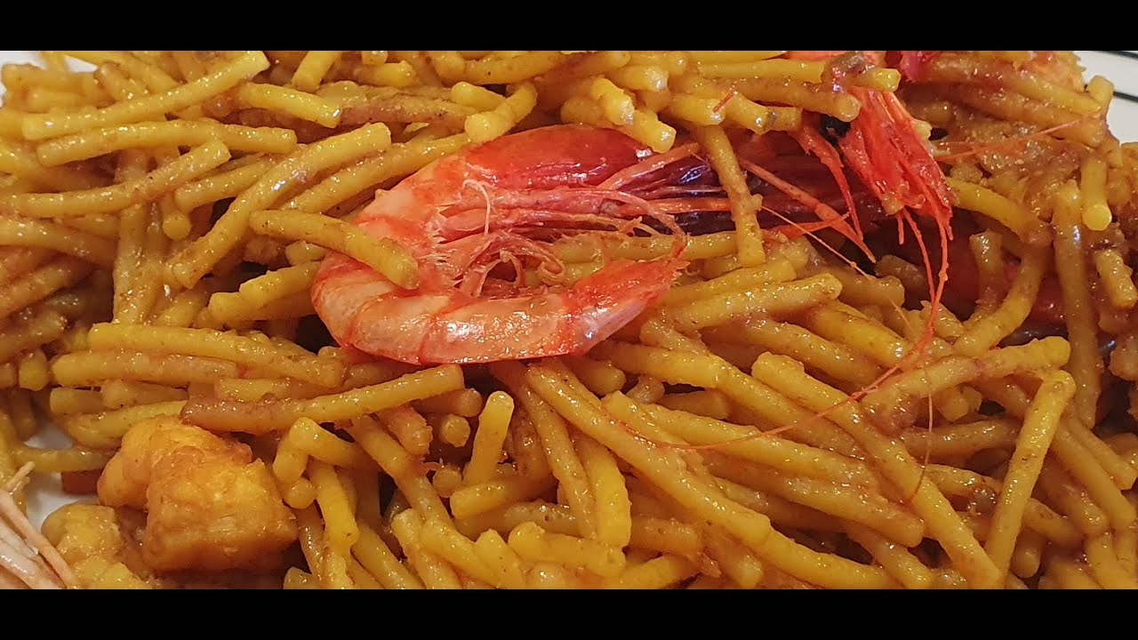 Аутентичный рецепт Fideuà de Gandia - Fideuá с морепродуктами, с домашней рыбой Fumet