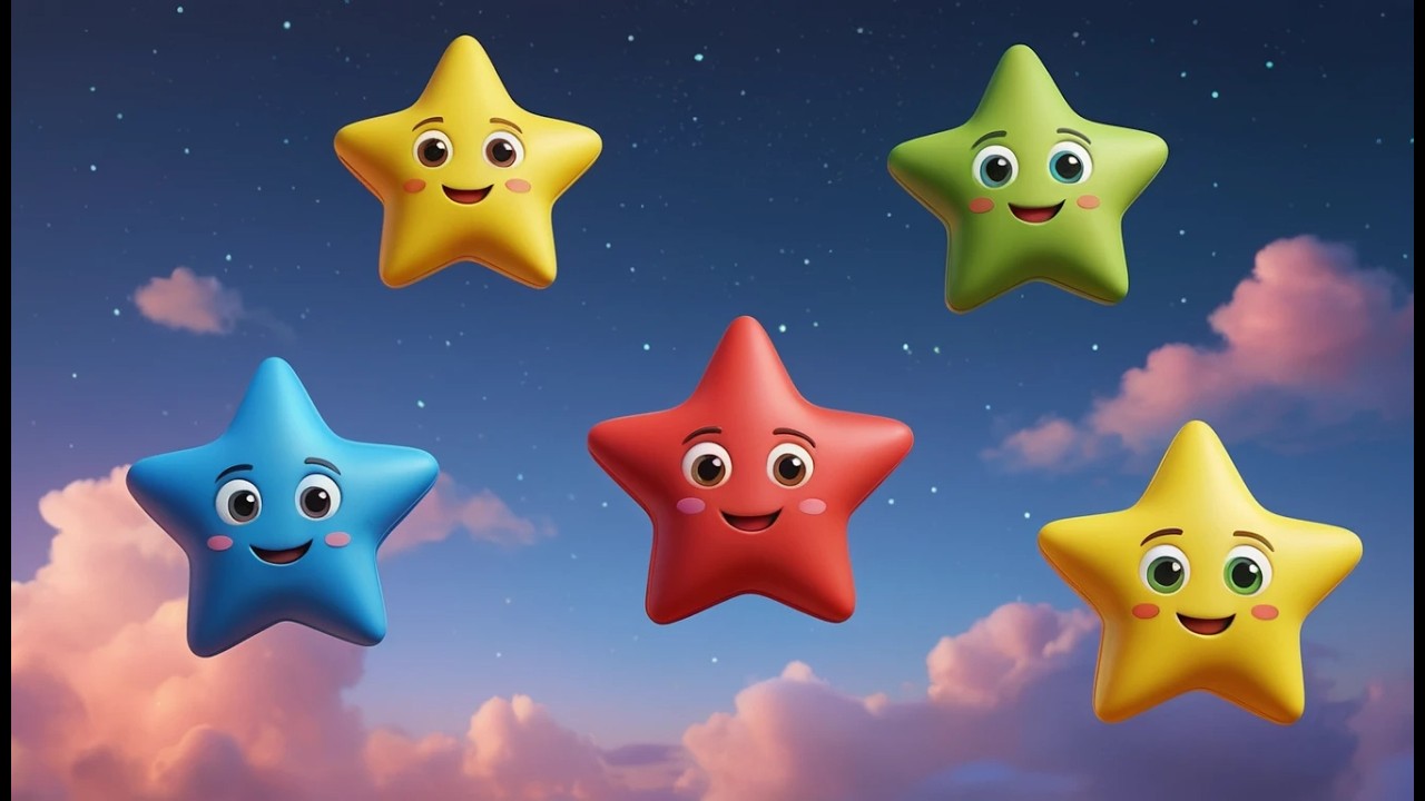 Vier „Twinkle Twinkle Twinkle“ Spielzeugsterne | Funkelnde Kinderlieder & Sternenlied