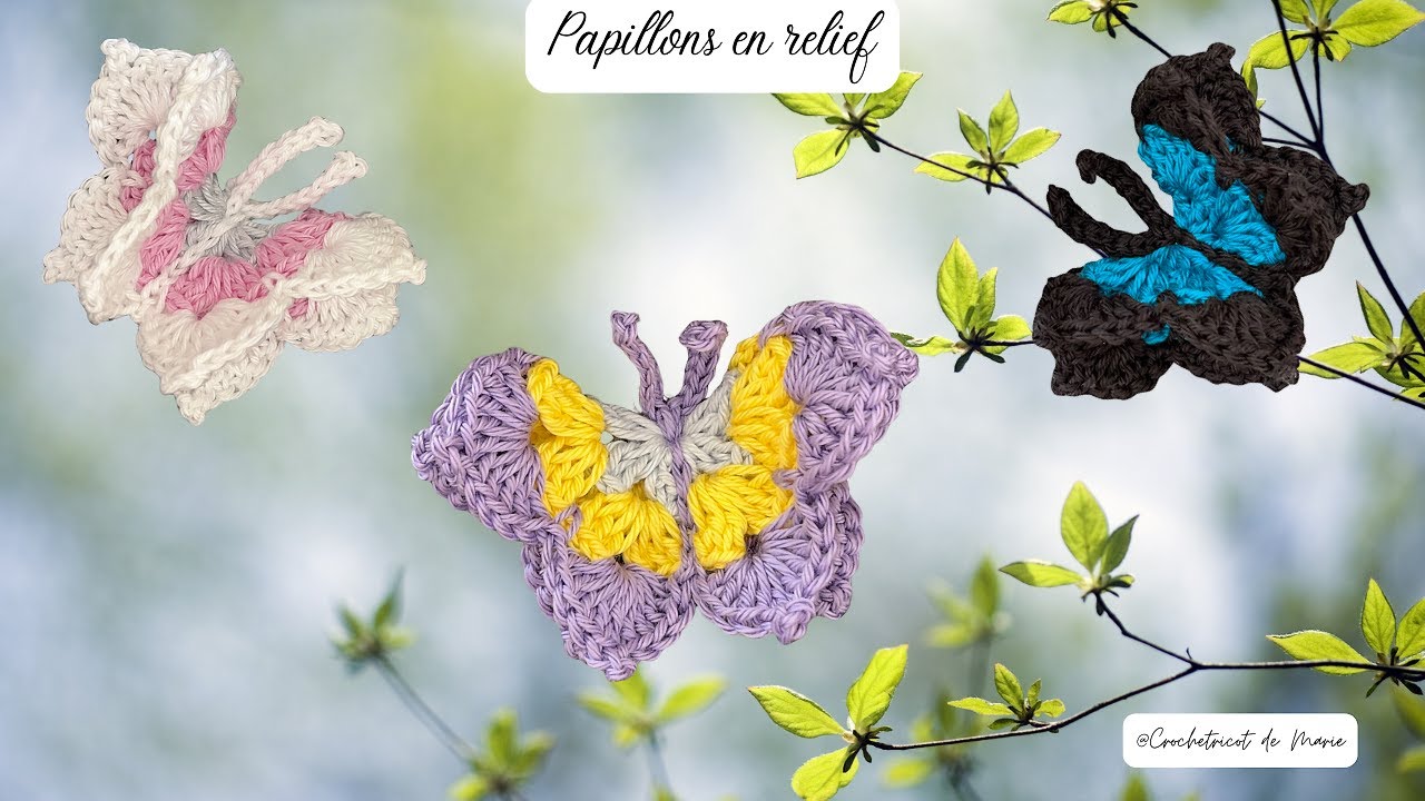 Comment faire un PAPILLON EN RELIEF sans couture 🦋||  Porte-clés papillon || Tuto facile et rapide 🧶