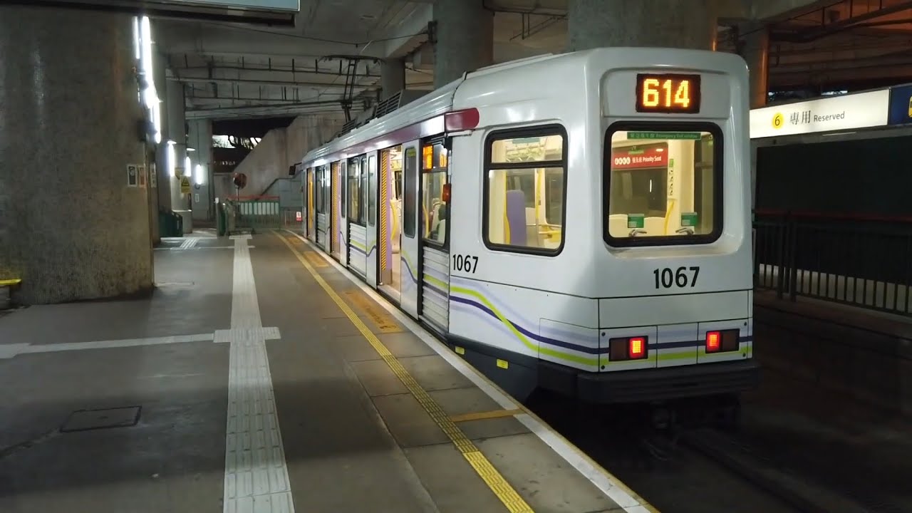 輕鐵第一期列車1067@614屯門碼頭至市中心 (往元朗首班車)
