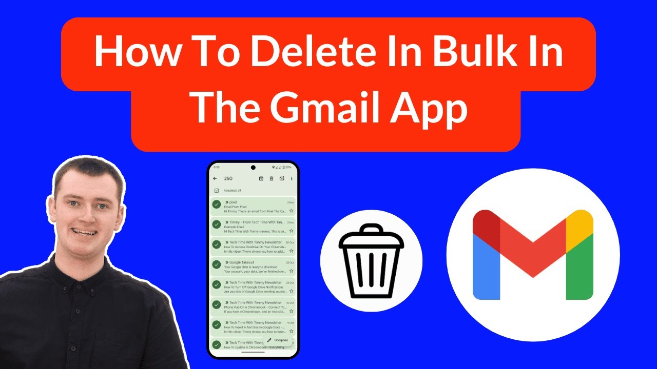 Как массово удалить письма в приложении Gmail