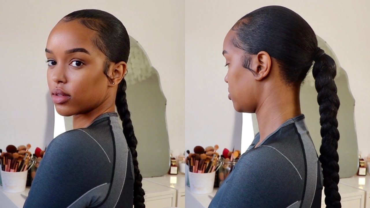 SLEEK BRAIDED PONYTAIL (NO HEAT) ON THICK HAIR | Only Bells