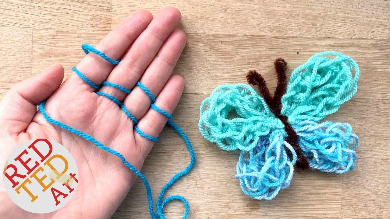 Easy Finger Knitting How To - DIY Yarn Butterfly