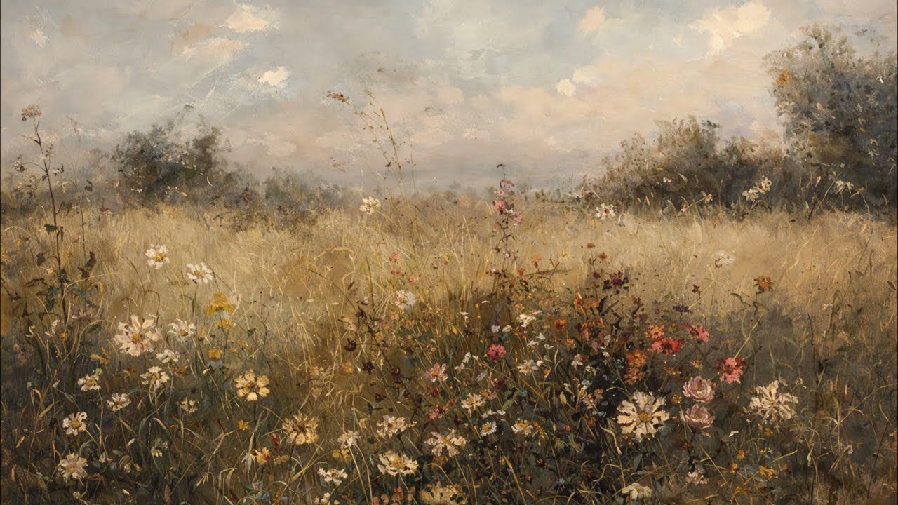 Oil Painted Meadow | 4K Vintage Floral Art | Impressionist Nature Screensaver
