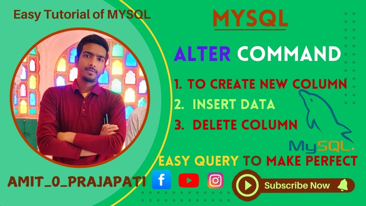 How to use Alter Command in MYSQL to create column, Insert data and Delete Column || MYSQL || DBMS