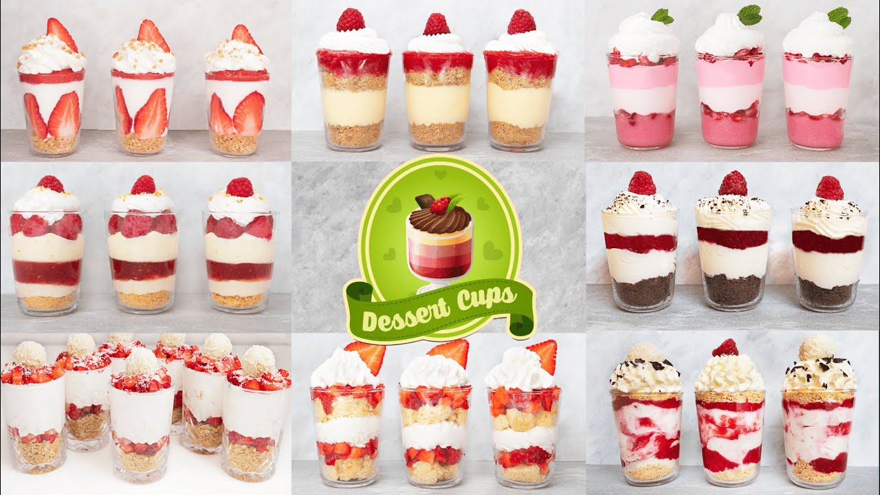 8 dessert cups recipes with red fruits | How to make Dessert Cups 🍓🍧