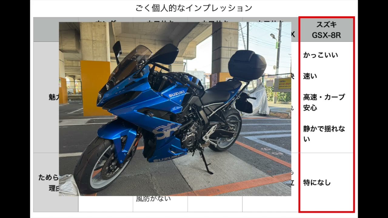 スズキGSX-8Rインプレ1300km走行