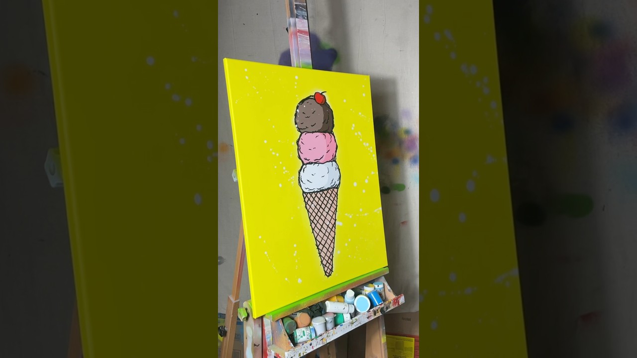ICE CREAM pop art piece 🍦#art #artist #artwork #painting #canvaspainting #popart #fypage #fyp
