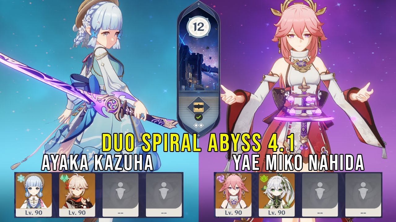 C0 Ayaka Kazuha Duo and C0 Yae Miko Nahida Duo - Genshin Impact Abyss 4.1 - Floor 12 9 Stars