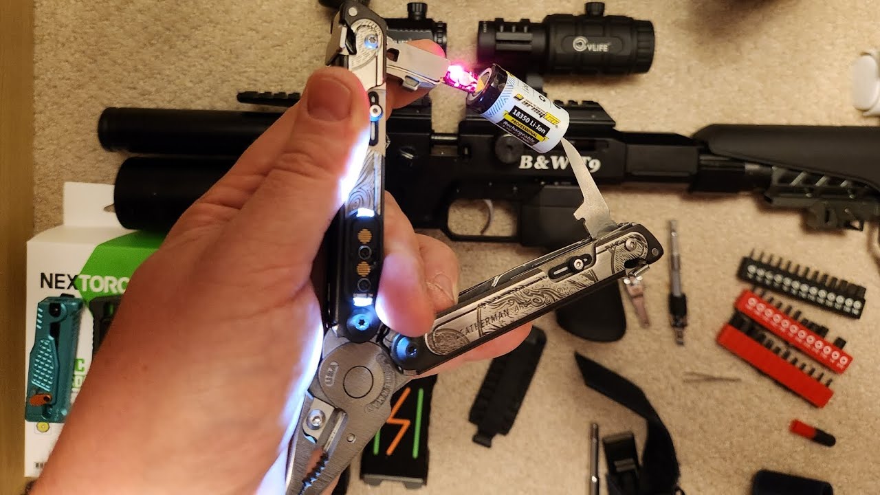 Custom LEATHERMAN ARC With All the Upgrades! Flashlight, Volt /Circuit tester, 1/4 ratchet multitool
