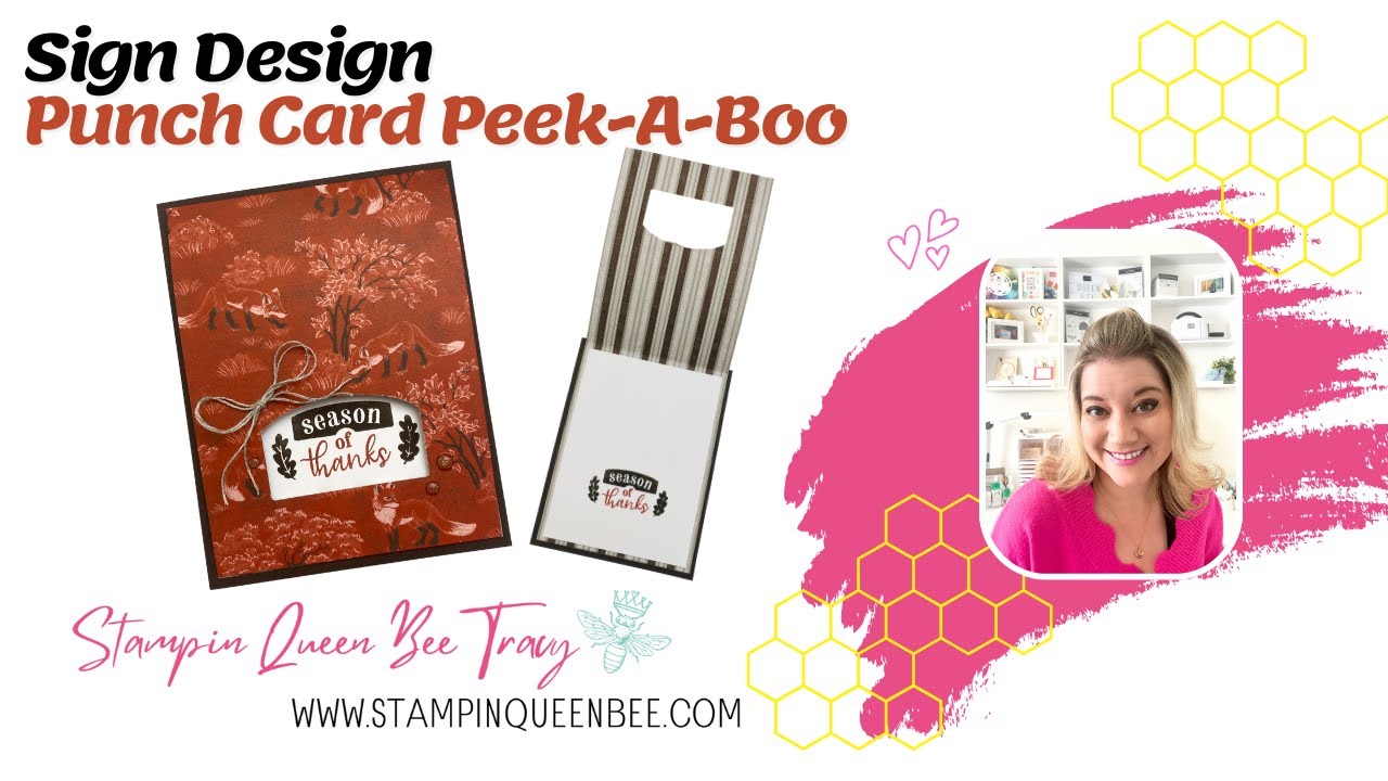 🍂 Punch Peek-a-Boo Card | Sign Design Stamp & Punch + Autumn Toile DSP