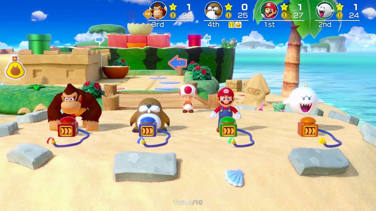 Super Mario Party | Boo vs Monty Mole vs Mario vs Donkey Kong #56 Turns 10 (Player 1)
