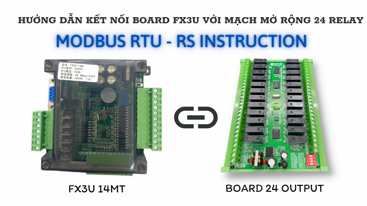 Hướng dẫn truyền thông MODBUS giao tiếp Board PLC FX3U TQ với board mạch mở rộng 24 Relay qua RS485