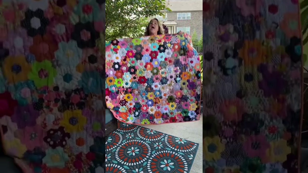English Paper Piecing Quilt Reveal! #learntosew #sewing #sew #diy #shorts