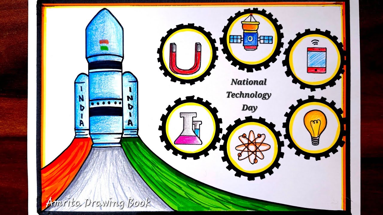 National Technology Day Poster Drawing, 11th May | Science Day Drawing | World Technology Day Poster