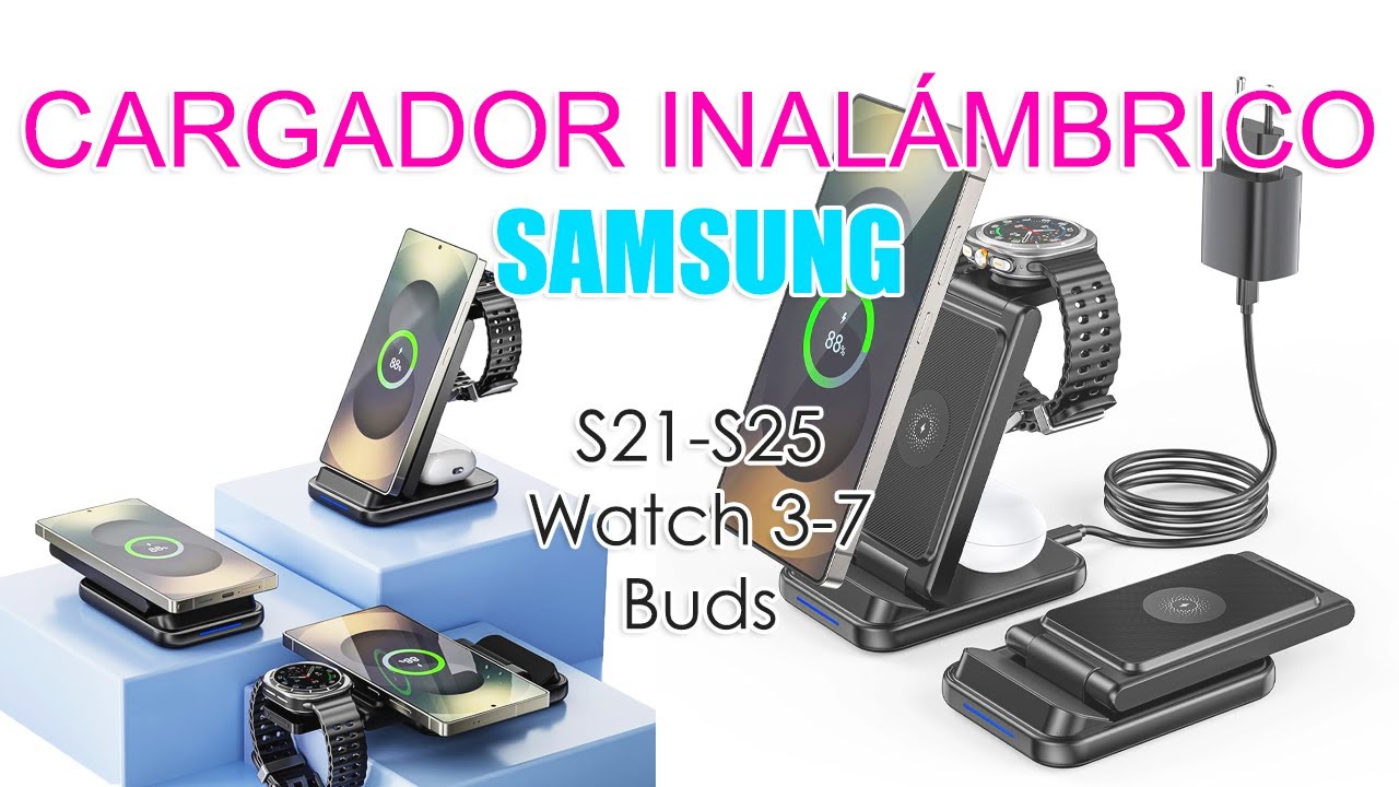 CARGADOR INALÁMBRICO para SAMSUNG ⭐ 3 en 1 y plegable
