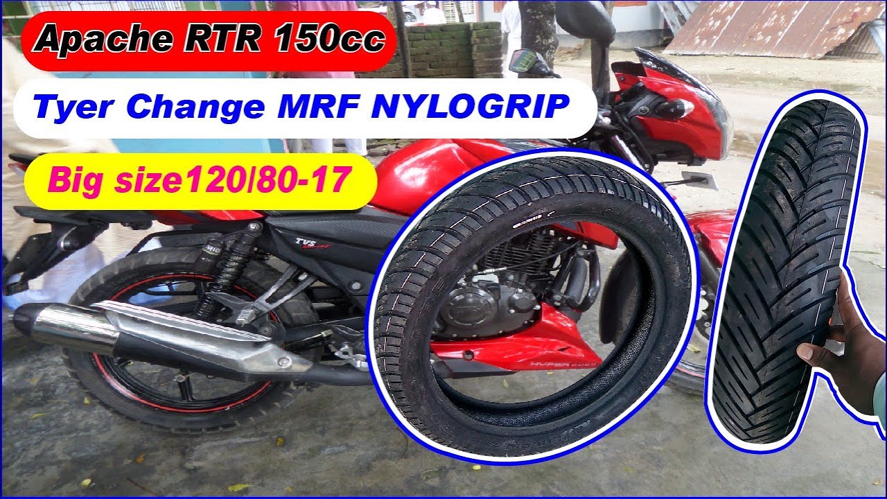 Apache RTR 150cc Tyer Change MRF NYLOGRIP Big size 120/80-17।