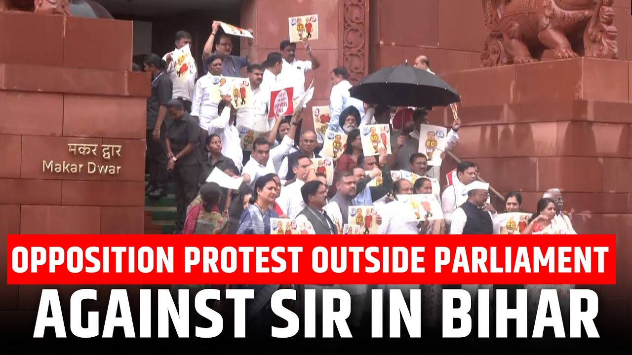 Opposition protest outside Parliament against the SIR (Special Intensive Revision) issue in Bihar