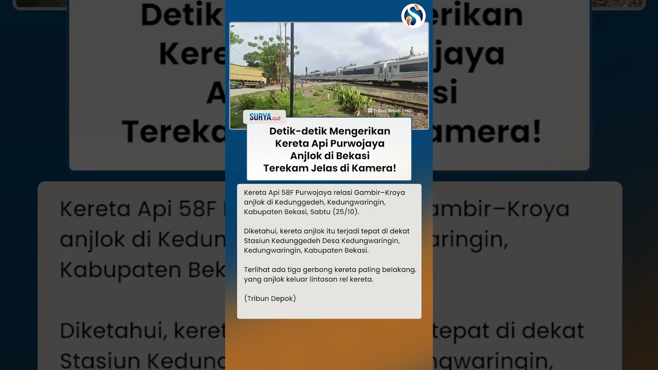 TEREKAM KAMERA WARGA Detik-detik Kereta Api Purwojaya Anjlok di Bekasi!
