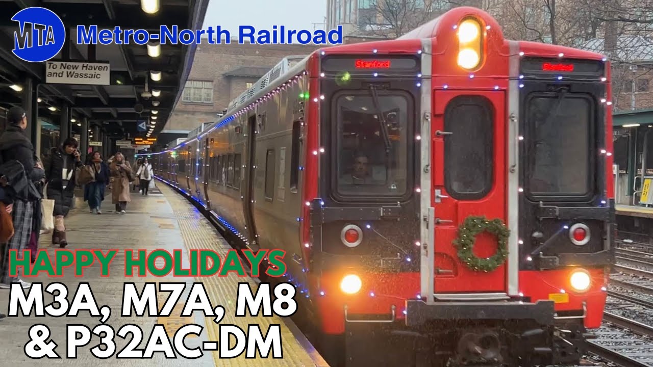 MNRR: M3A, M7A, M8 & P32AC-DM Harlem & New Haven trains + M8 Holiday Train @ Fordham (2024)