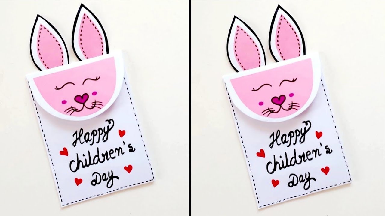 Easy & Beautiful white paper children's day card|DIY Happy childrens day handmade greeting Card