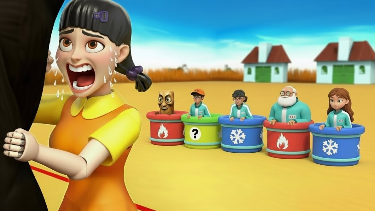 Squid Game vs Scary Teacher 3D | Hide Inside Hot and Cold Bucket Green Light Red Light Challenge