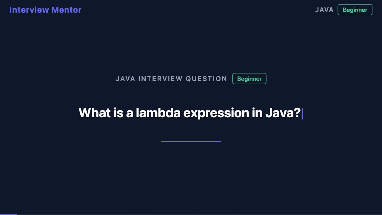 What is a Lambda Expression in Java? Interview Question