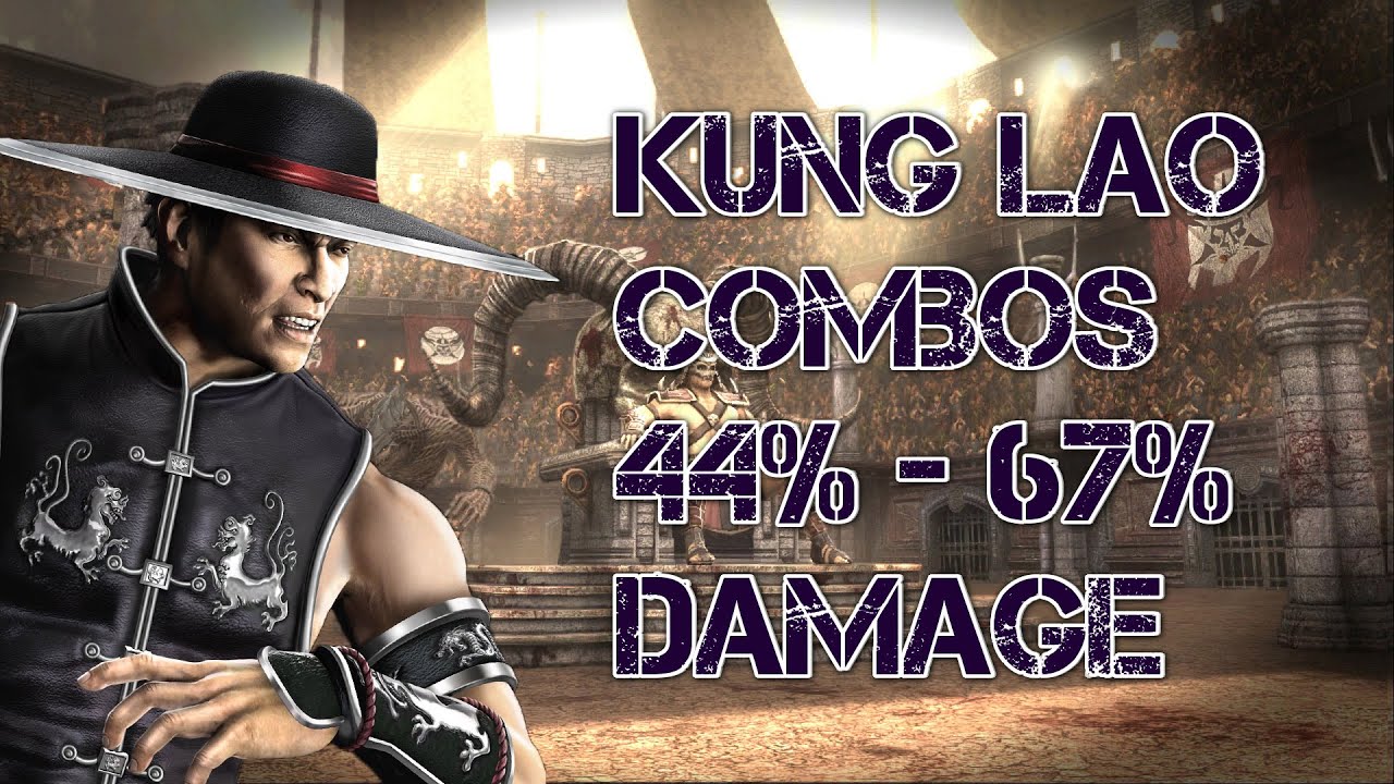 Mortal Kombat 9 - Kung Lao Combos 44% - 67% Damage [2015] [60 FPS]
