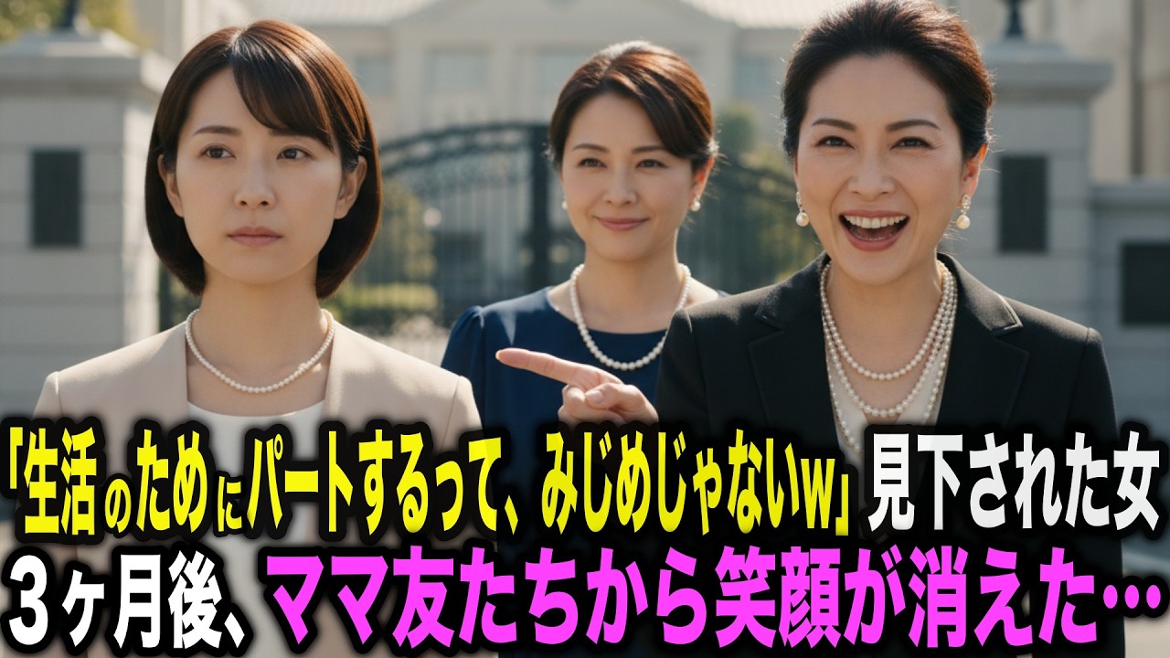 【スカッと】「生活のために働くって、みじめじゃない？」見下され続けたパート主婦。3ヶ月後、ママ友たちから笑顔が消えた…