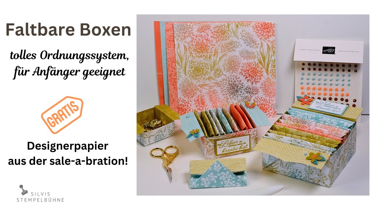 Faltbare Ordnungsbox / Papierbox ohne Kleben / Origami / Sale-a-bration! /  Rosenzart / Stampin' Up!