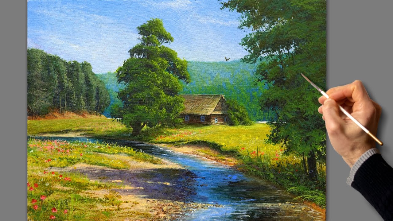Летний полдень. Живопись акрилом. Рисование. Искусство.