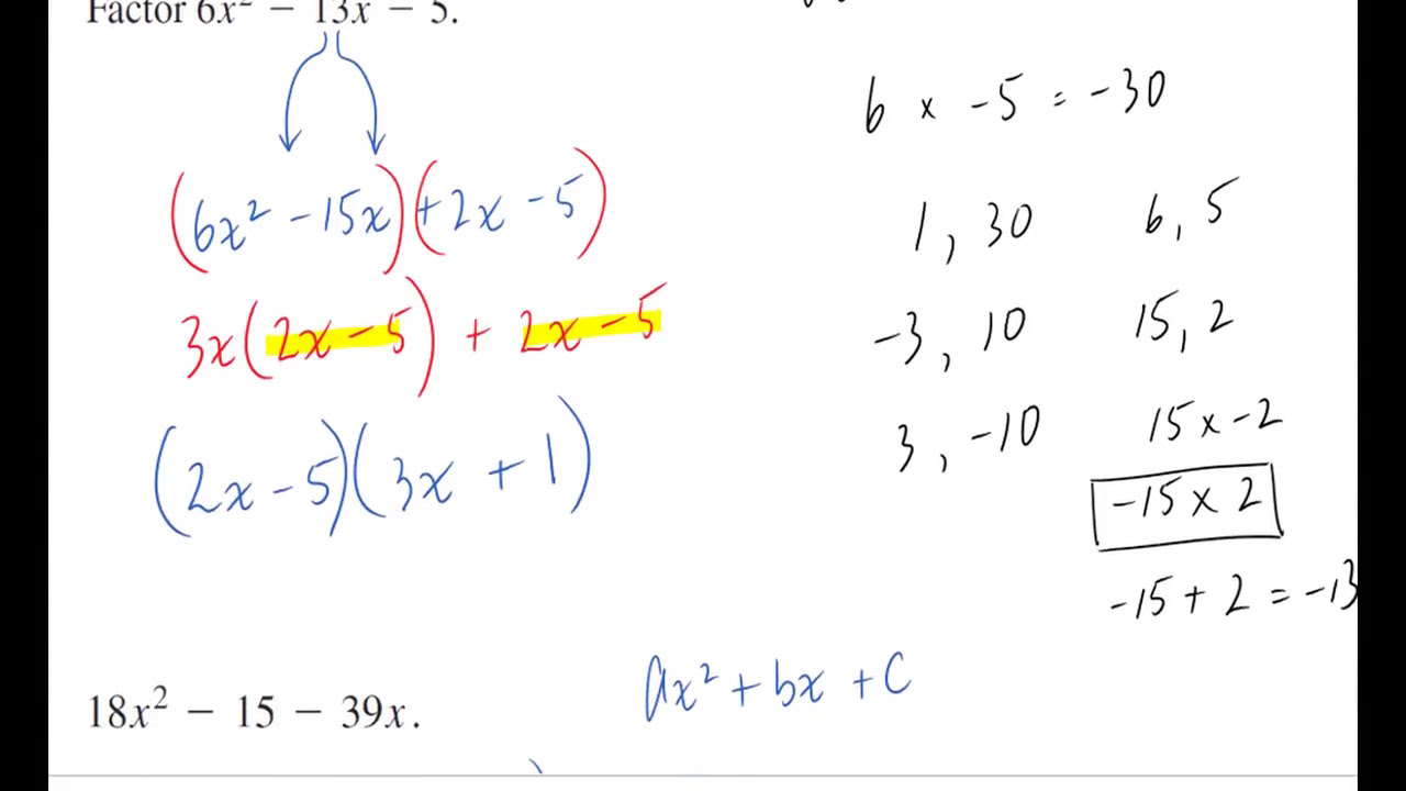 Factoring quadratic trinomial by decomposition