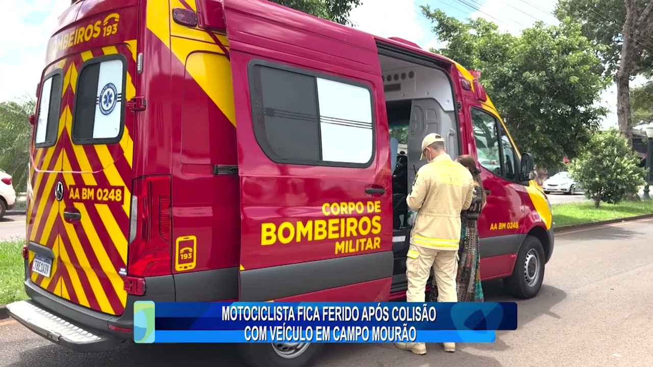 MOTOCICLISTA FICA FERIDO APÓS COLISÃO COM VEÍCULO EM CAMPO MOURÃO