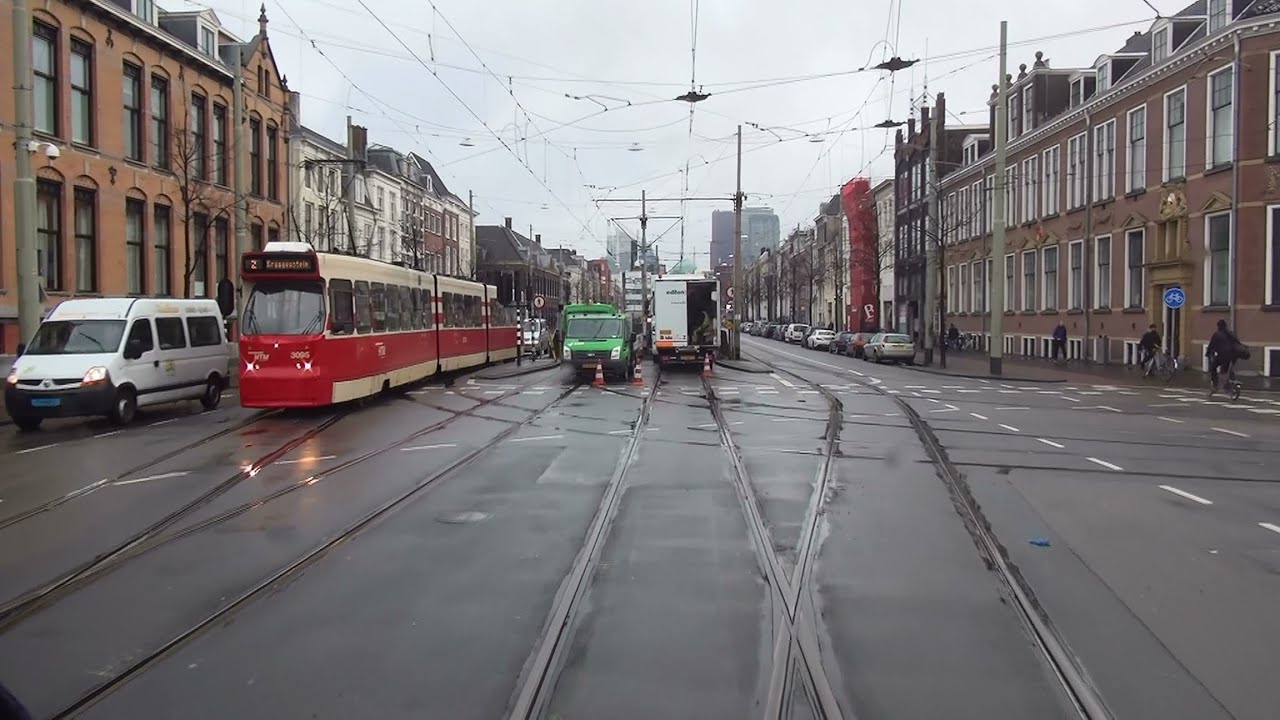 HTM tramlijn 2 Kraayenstein - Leidschendam Noord via de Grote Kerk | regen | GTL8 3099