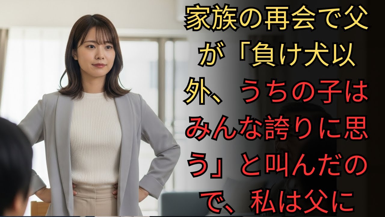 家族の再会で父が「負け犬以外、うちの子はみんな誇りに思う」と叫んだので、私は父に