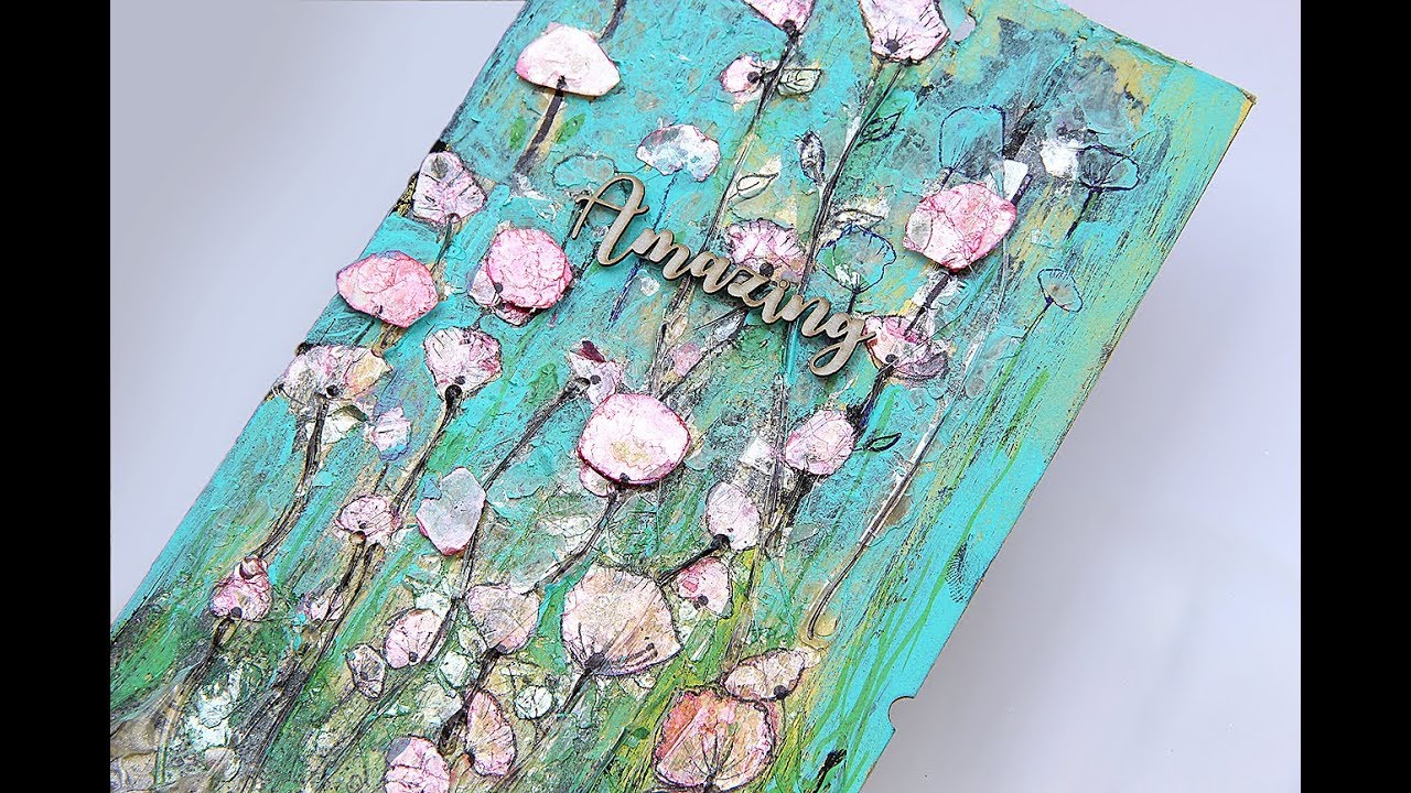 Easy Floral Mixed Media with Natural Mica Flakes