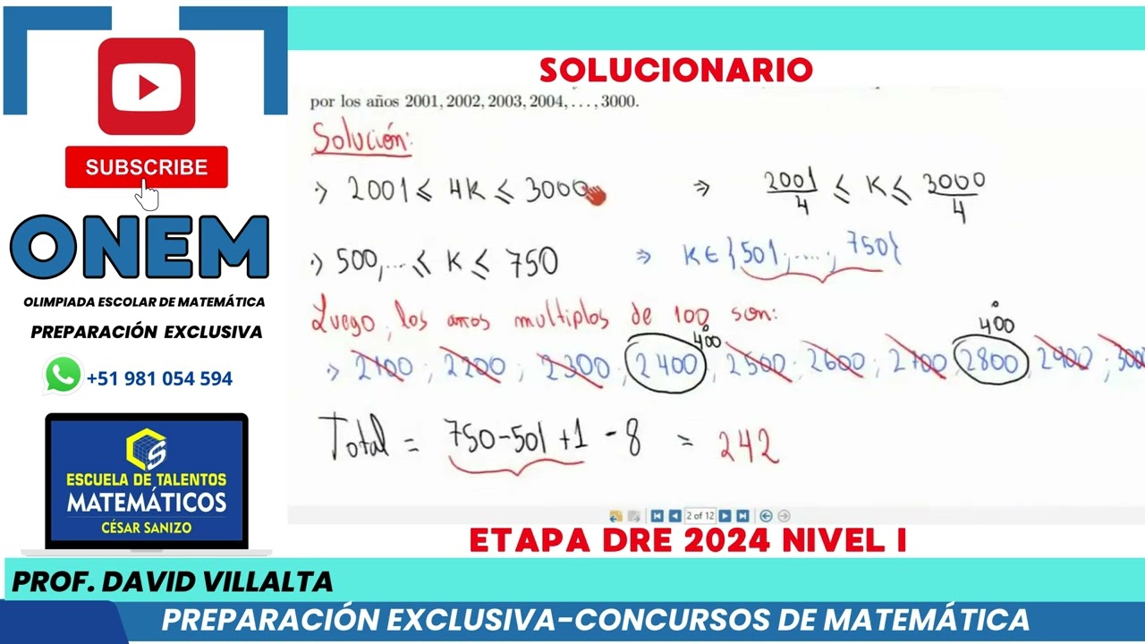 SOLUCIONARIO ONEM 2024 ｜ NIVEL 1 ｜ ETAPA DRE