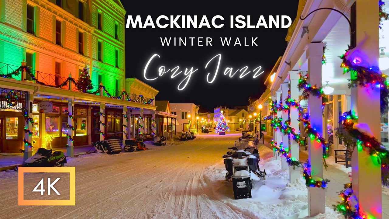 Peaceful Winter Scene On Mackinac Island In The Winter | Mackinac Island Tour | Relaxing Jazz Music