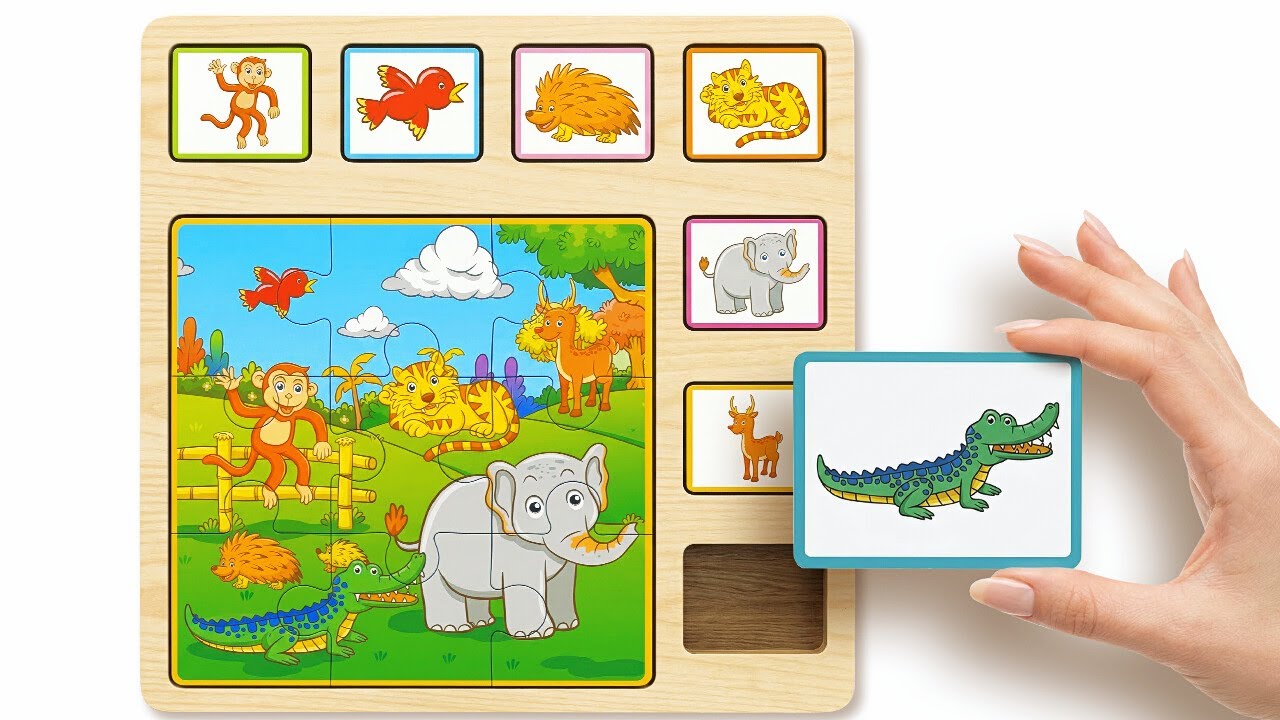 Головоломка с животными сафари 🦒🦓 Веселая игра на сопоставление для детей