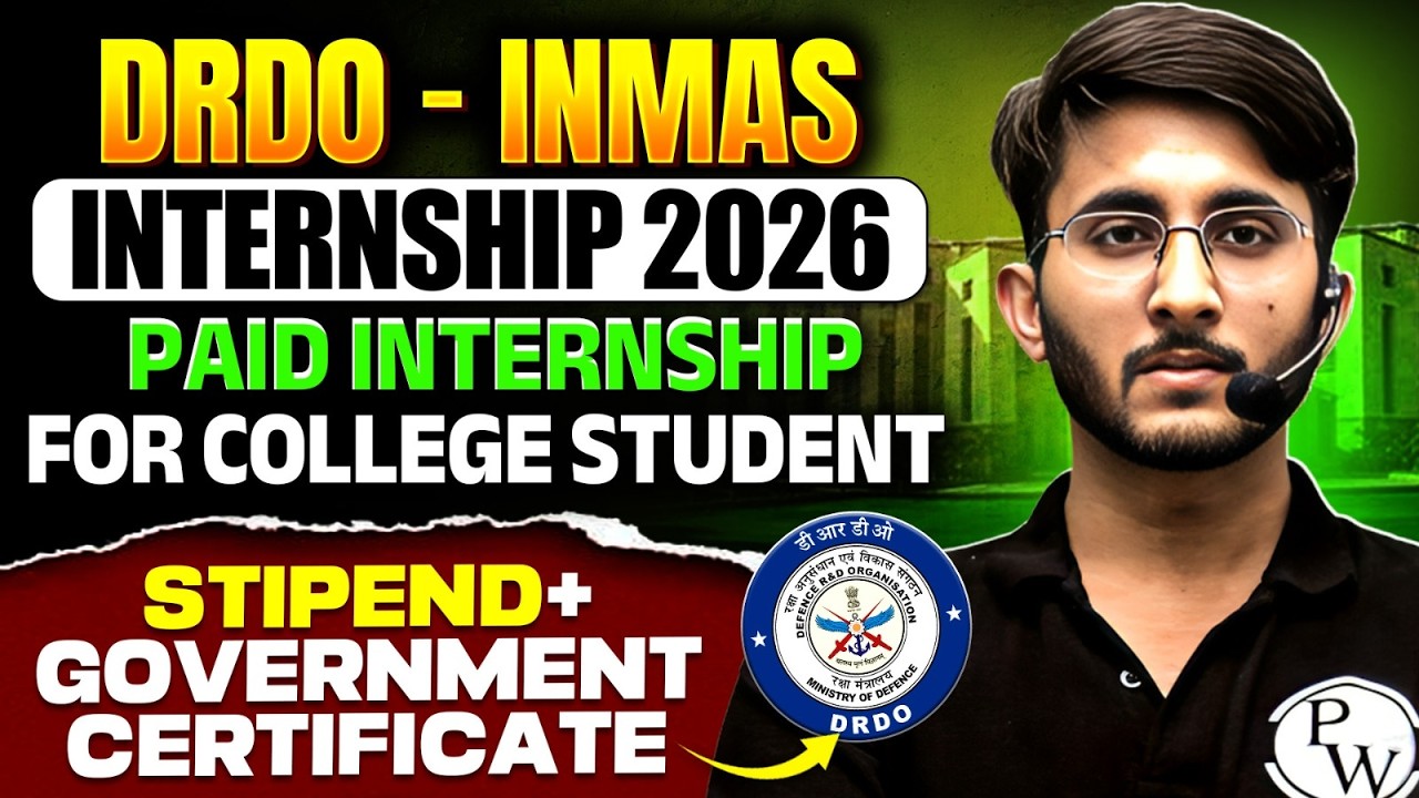 DRDO INMAS Paid Internship 2026 🚨 | Stipend + Govt certificate | Amazing Opportunity for Students