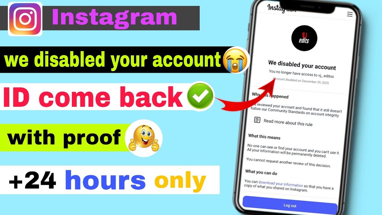 We disabled your account || we suspended your account || how to recover disabled account instagram 