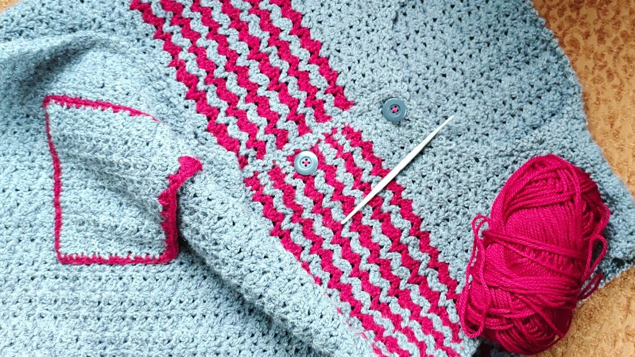 Crochet for beginners (Ladies sweater: Front open,two pockets.)