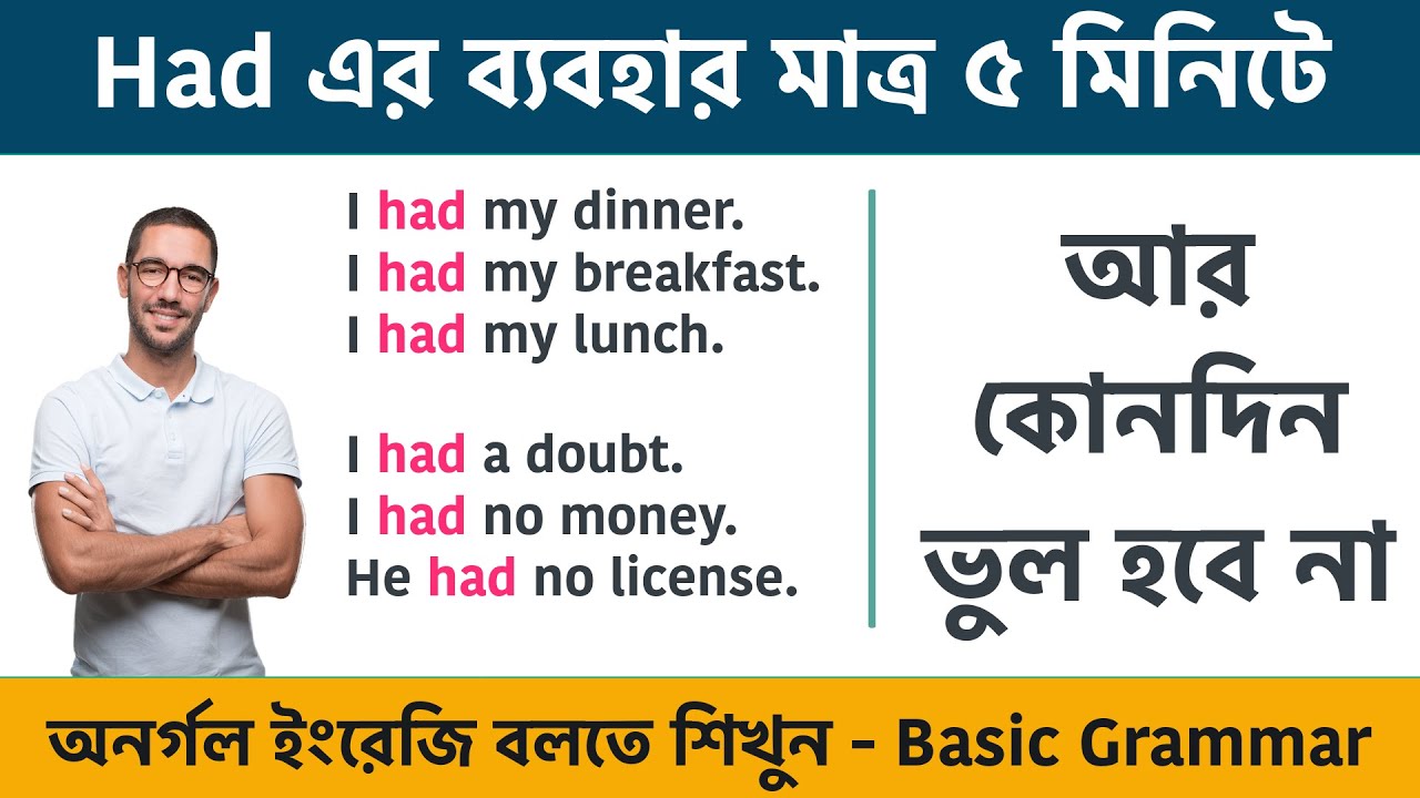 Had এর ব্যবহার মাত্র ৫ মিনিটে শিখে নিন || Correct use of Had || Basic English Grammar for Beginners
