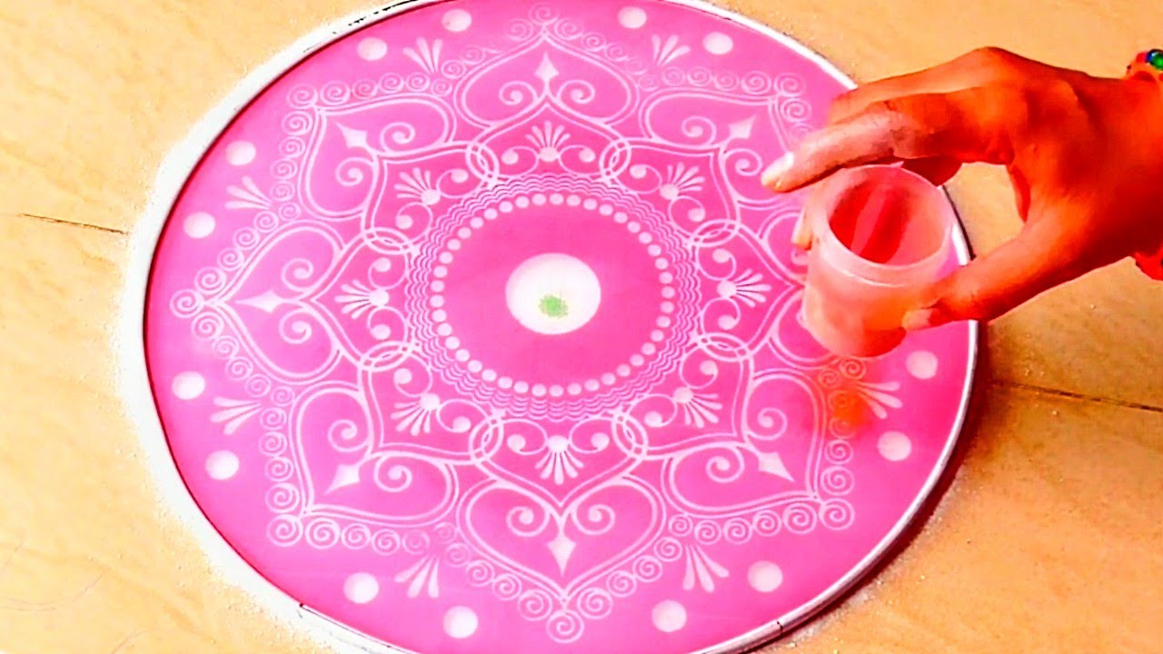 Diwali special 7 minutes rangoli design with stencil/2022/Festival rangoli for beginners