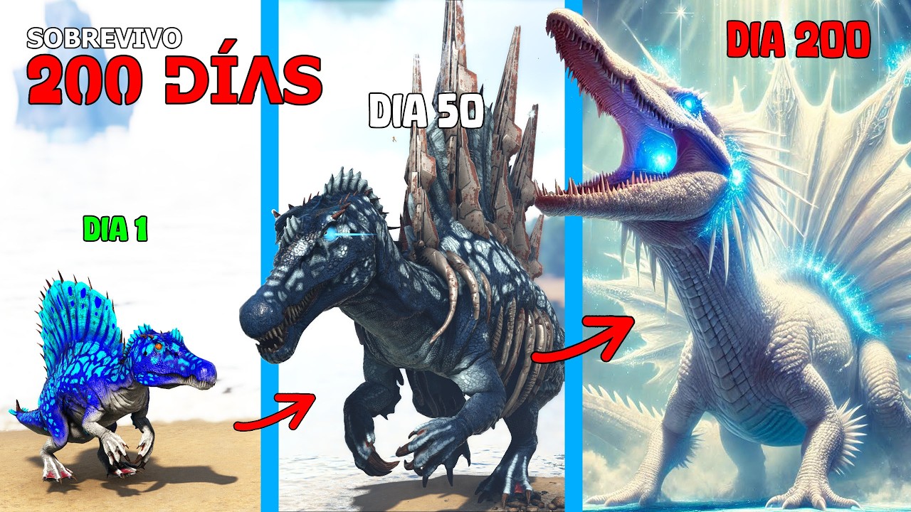 SOBREVIVO 200 DÍAS como ESPINOSAURIO DIOS en ARK HARDCORE y Evoluciono en Dinosaurio Celestial