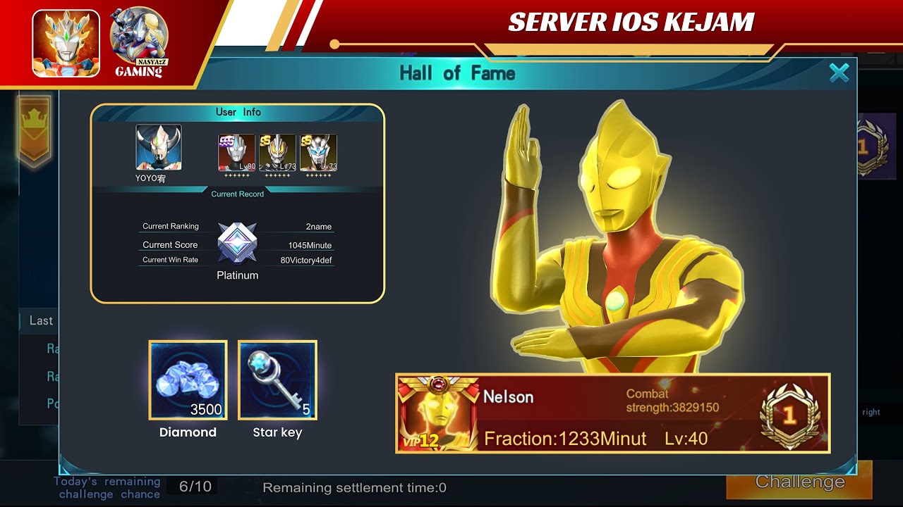 KUALIFIKASI MEREBUT TOP 1 RANK DIAMOND | ULTRAMAN LEGEND OF HEROES