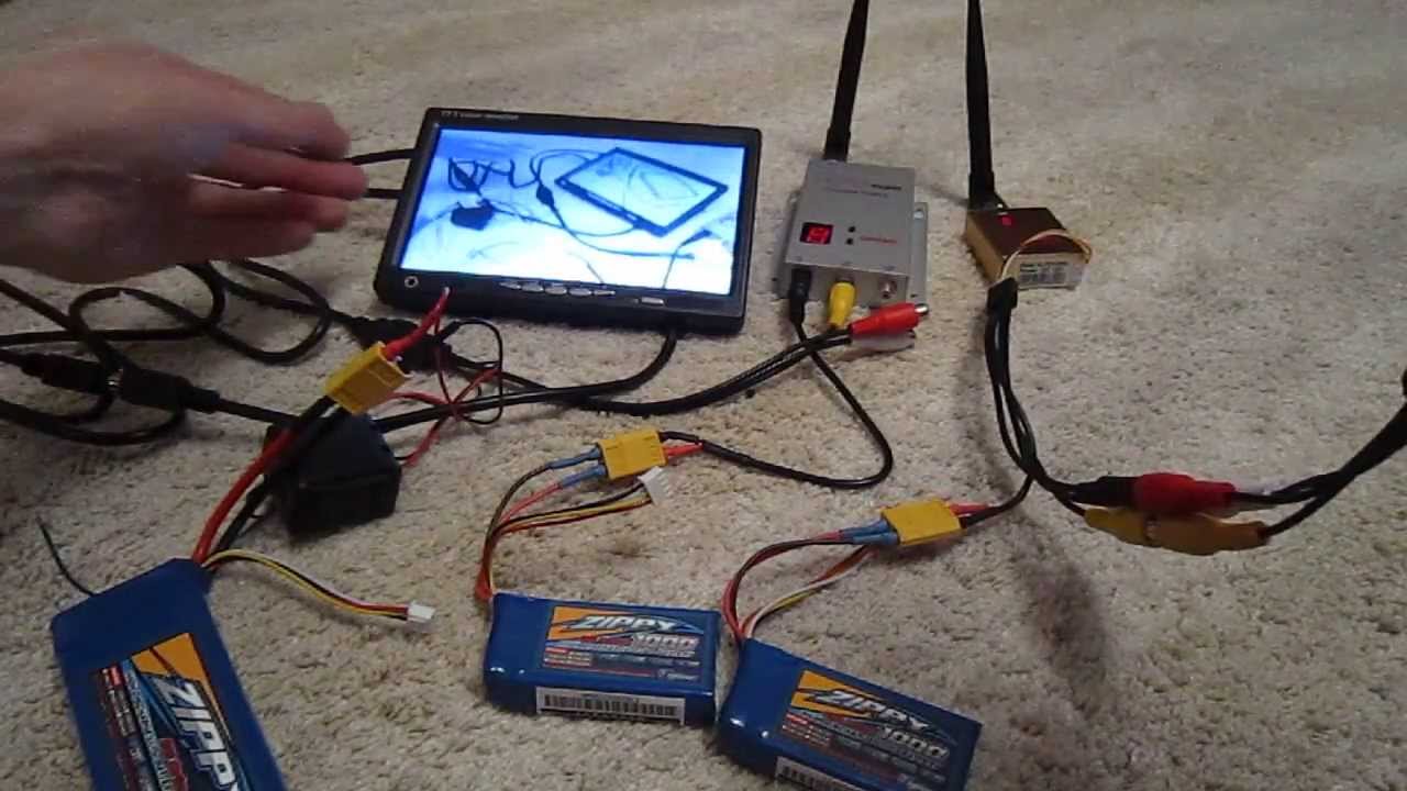 How setup FPV, monitor + 1.2GHz 800mW + batterys, RC FPV Kit