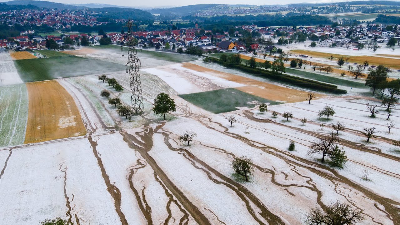 Hagelunwetter in Tübingen & Reutlingen 23.6.2021 - Superzelle im Zeitraffer, Hagelmassen